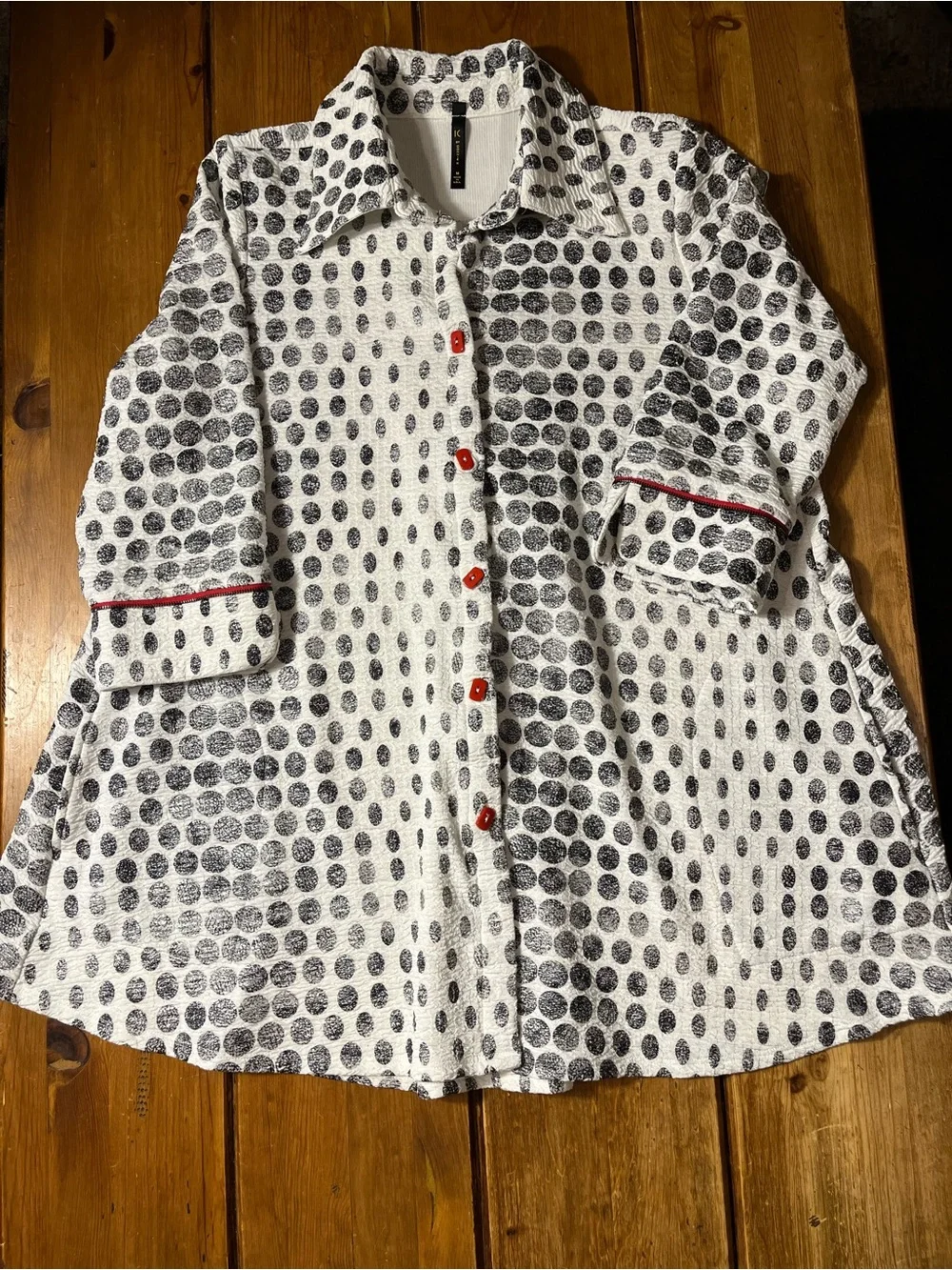 Women’s White & Black Dot Pattern Button-Front Blazer Jacket with Zipper back - Picture 1 of 6